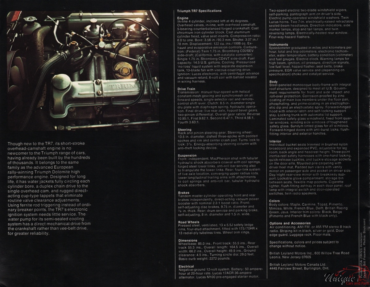 1976 Triumph TR7 Brochure Page 3